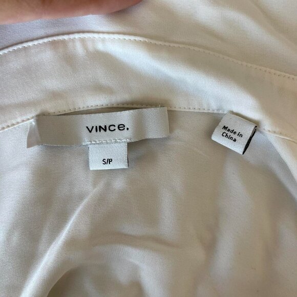 Vince 100% Silk Long Sleeve Button Down Shirt | Ivory White | Womens Size Small - Picture 4 of 4